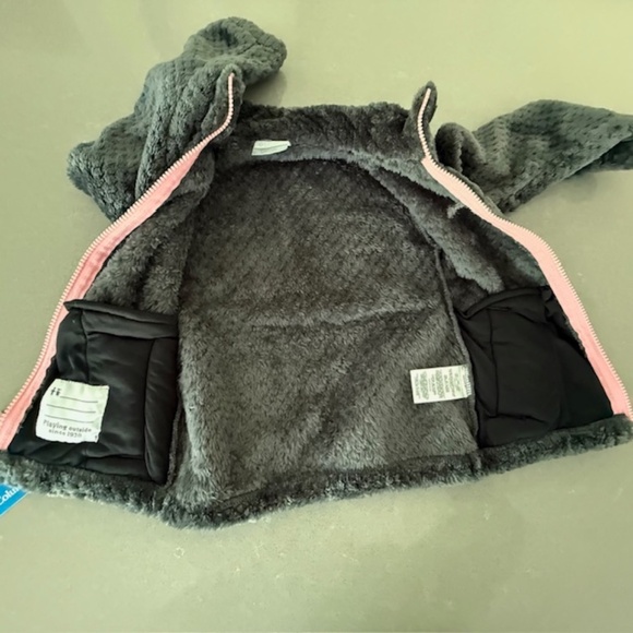 NWT Columbia Girls' CXS Fire Side Sherpa Full Zip Gray & Pink New 100% Polyester - Picture 8 of 9
